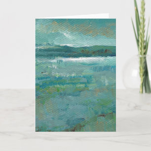 Abstract Coastal Shore With Mountains Painting Holiday Card
