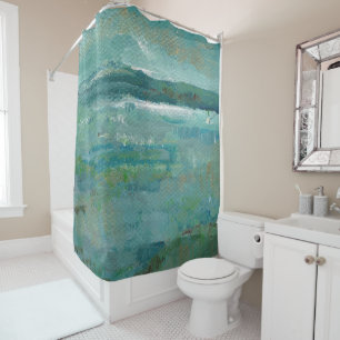 Abstract Coastal Teal Shower Curtain