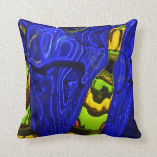 Abstract Cobalt Lime Green Yellow Throw Pillow