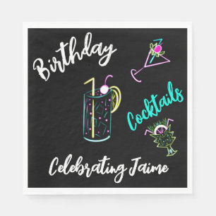 Abstract Cocktail Neon Drinks Bar Club Napkin