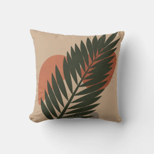 Abstract Coconut Tree Leaf - Botanical Boho Cushion