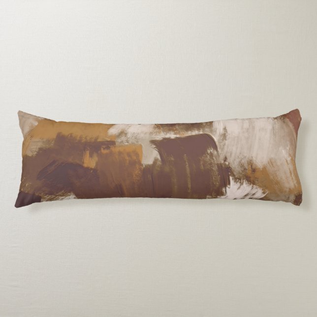 Abstract Coffee Colours Paint Strokes Body Cushion (Front)
