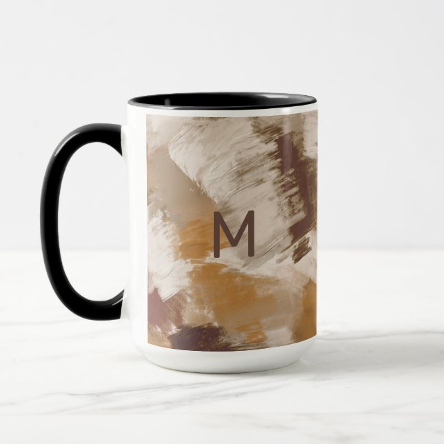 Abstract Coffee Colours Paint Strokes Mug (Left)