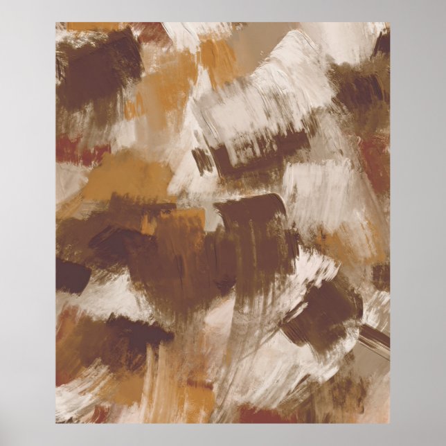 Abstract Coffee Colours Paint Strokes Poster (Front)