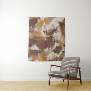 Abstract Coffee Colours Paint Strokes Tapestry
