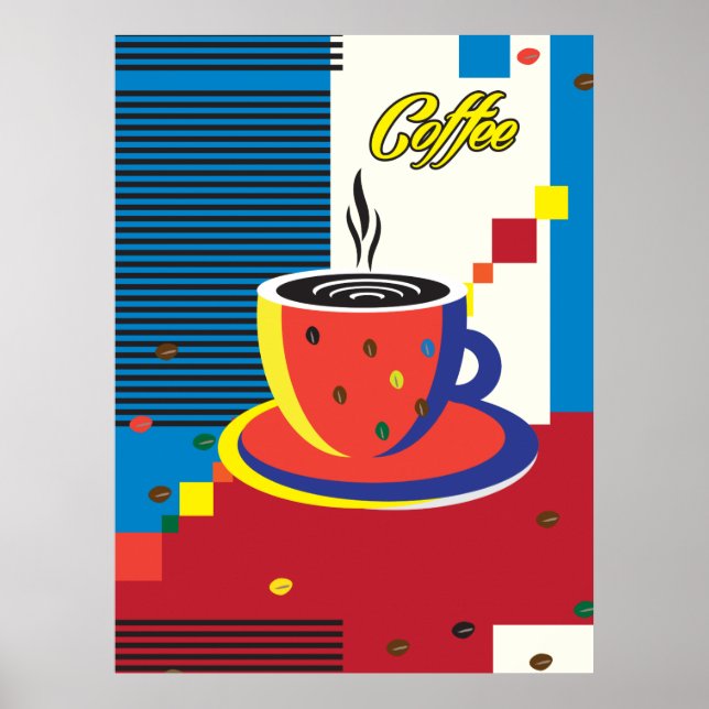 Abstract Coffee Cup Trendy Contemporary Art Poster (Front)