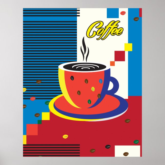 Abstract Coffee Cup Trendy Contemporary Art Poster (Front)