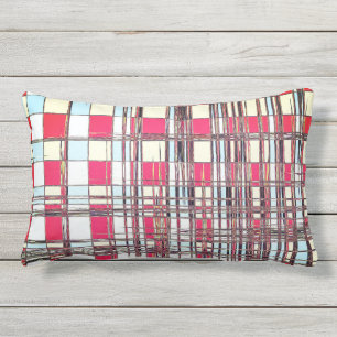 Abstract Coleus Pattern Red Blue Lumbar Cushion