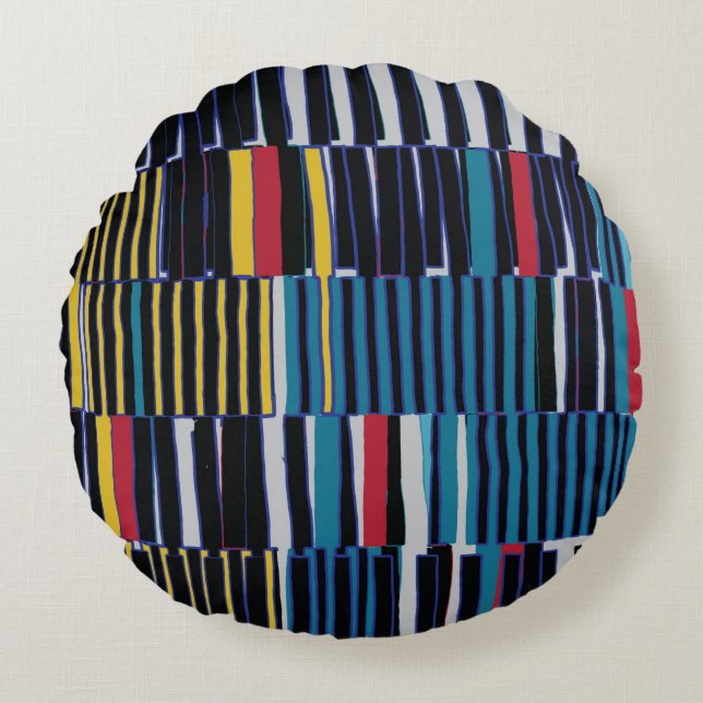 Abstract collage asymmetric pattern. Brush strokes Round Cushion (Front)