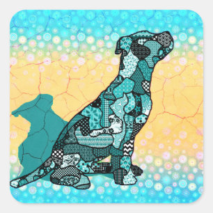Abstract Collage Domingo the Dog ID106 Square Sticker