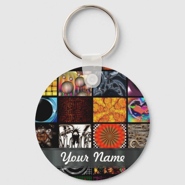 Abstract collage key ring (Front)