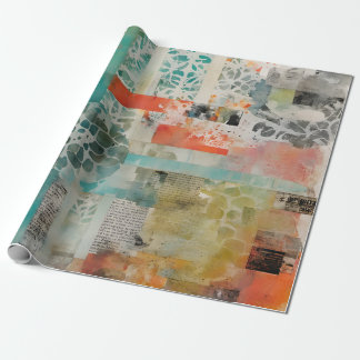 Abstract Collage Mixed Media Abstract Wrapping Paper