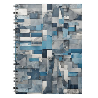 Abstract Collage Notebook – Shades of Blue and Gre
