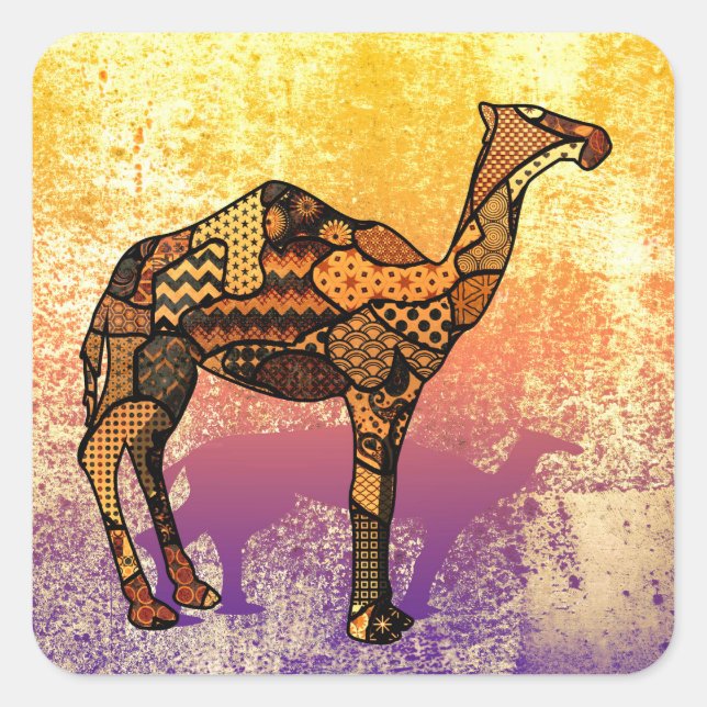 Abstract Collage Ozzy the Camel ID102 Square Sticker (Front)