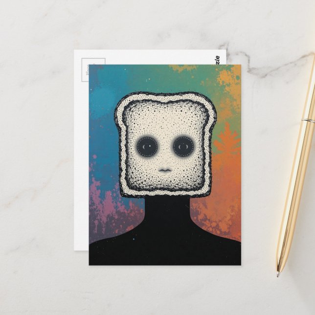 abstract collage with face of toast postcard (Front/Back In Situ)