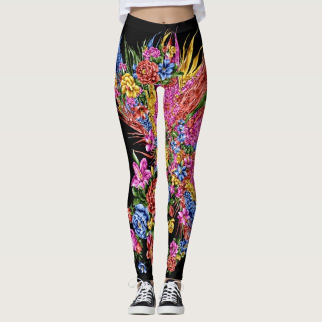 abstract coloful flral leggins leggings (Front)