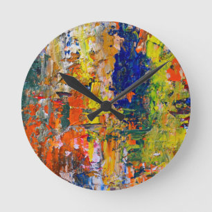 Abstract Color Strokes from Artist’s Palette Round Clock