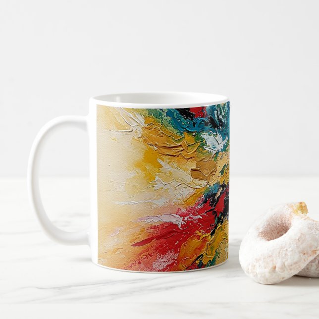 Abstract Colorful Art Coffee Mug (With Donut)