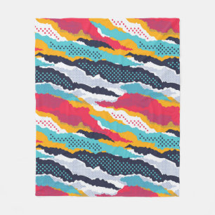 Abstract colorful camouflage wallpaper with polka fleece blanket