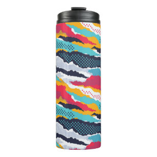 Abstract colorful camouflage wallpaper with polka  thermal tumbler
