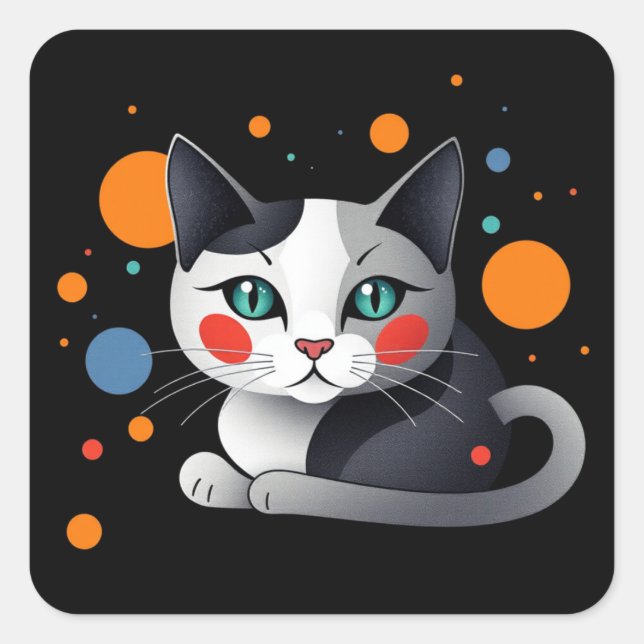 Abstract Colorful Cat Stickers (Front)