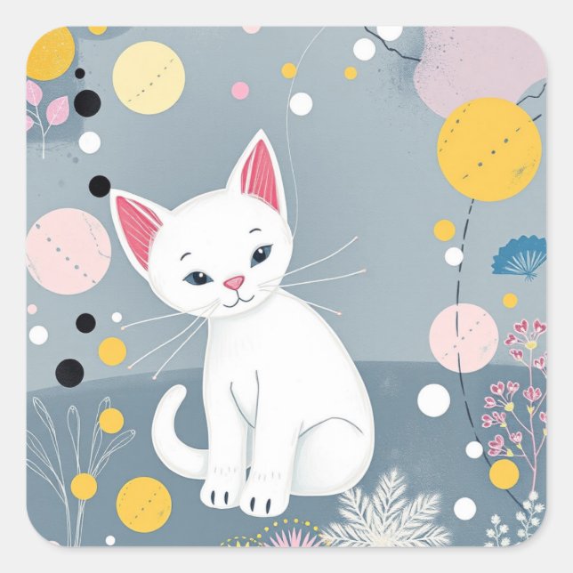 Abstract Colorful Cat Stickers (Front)