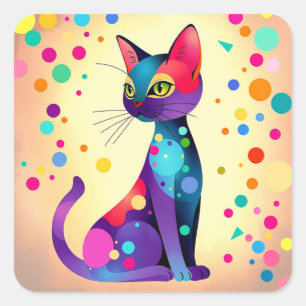 Abstract Colorful Cat Stickers