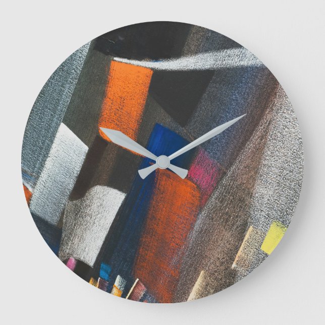 Abstract Colorful Cityscape Large Clock (Front)
