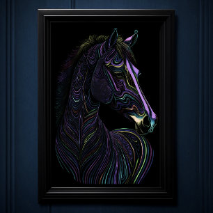 Abstract Colorful Drawing of A Horse 2:3 Poster