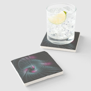 Abstract Colorful Fantasy Fractal Stone Coaster