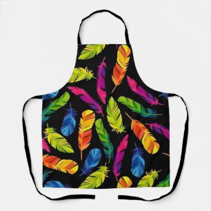 Abstract colorful feather explosion apron