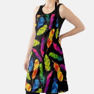 Abstract colorful feather explosion apron