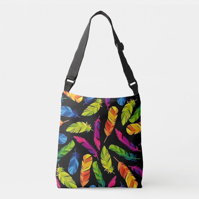 Abstract colorful feather explosion crossbody bag (Front)