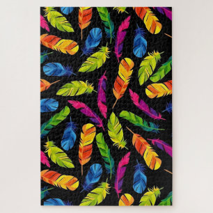 Abstract colorful feather explosion jigsaw puzzle