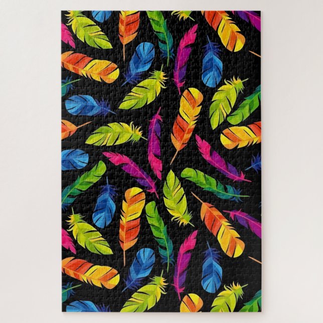 Abstract colorful feather explosion jigsaw puzzle (Vertical)