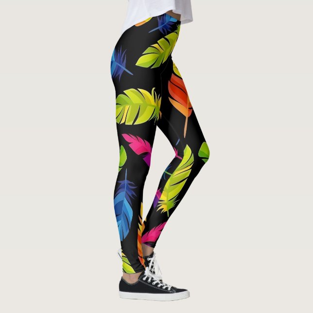 Abstract colorful feather explosion leggings (Right)