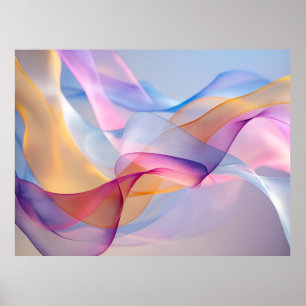 Abstract Colorful Flowing Ribbons Poster