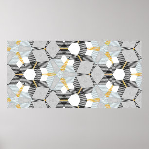 Abstract colorful hexagon square geometric seamles poster
