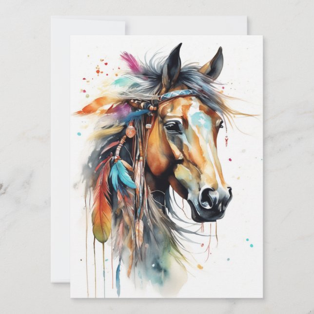 Abstract Colorful Horse  Card (Front)