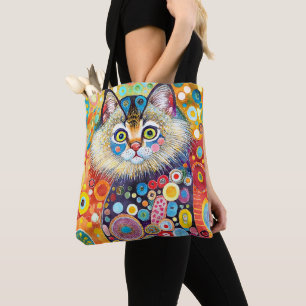 ABSTRACT COLORFUL KITTY CATS TOTE BAG