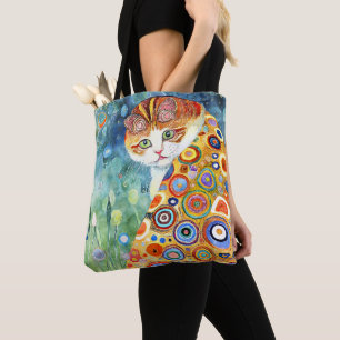 ABSTRACT COLORFUL KITTY CATS TOTE BAG