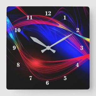 Abstract Colorful Lights Square Wall Clock