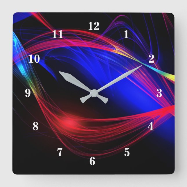 Abstract Colorful Lights Square Wall Clock (Front)