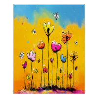 abstract colorful meadow Pop Art cartoon style