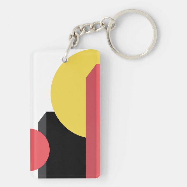 Abstract, colorful, modern, simple, vibrant design key ring (Back)