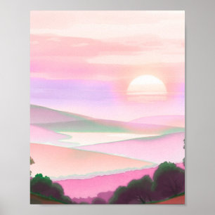 Abstract Colorful Mountain Landscape Illustration  Poster