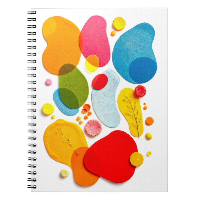 Abstract Colorful Organic Shapes Botanical Collage Notebook (Front)