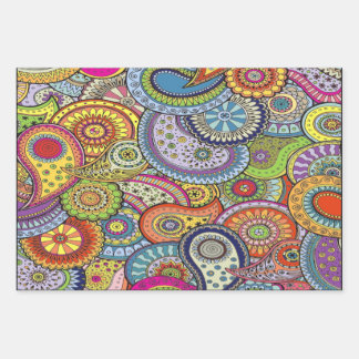 Abstract Colorful Paisleys Pattern Wrapping Paper Sheet