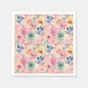 Abstract Colorful Pastel Flowers Floral Pattern Napkin