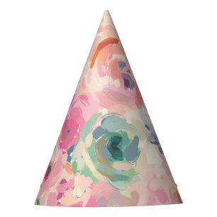 Abstract Colorful Pastel Flowers Floral Pattern Party Hat